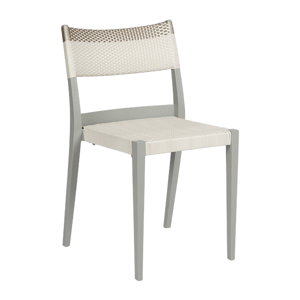 Sedia Play Woven Gesso Platino L48 D52 H82 Sh48 Cm