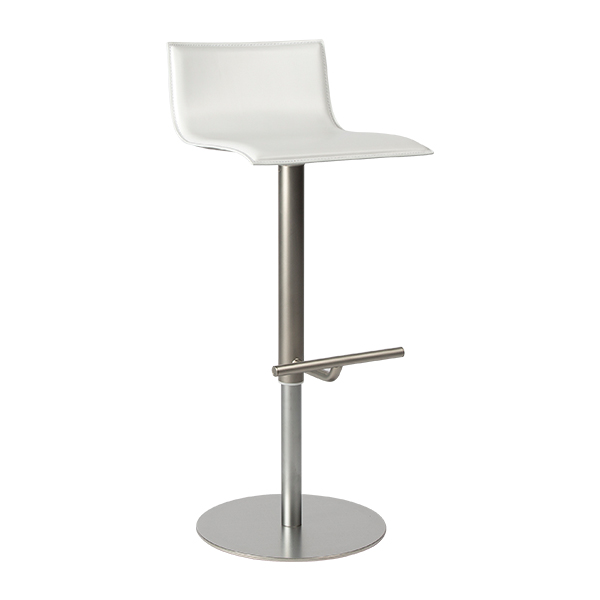 Sgabello Thin Bianco In Pelle W37 D43 H69 94 Sh54 79 Cm