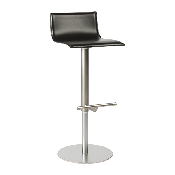 Sgabello Thin Nero In Pelle W37 D43 H69 94 Sh54 79 Cm