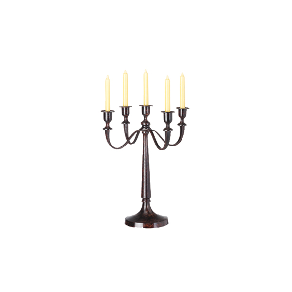 Candeliere Grande A 5 Bracci In Legno H52 Cm