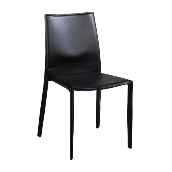 Sedia Siena Pelle Nera W51 D54 H88 Sh47 Cm