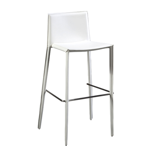 Sgabello Padova Bianco In Pelle W54 D50 H103,5 Sh78cm