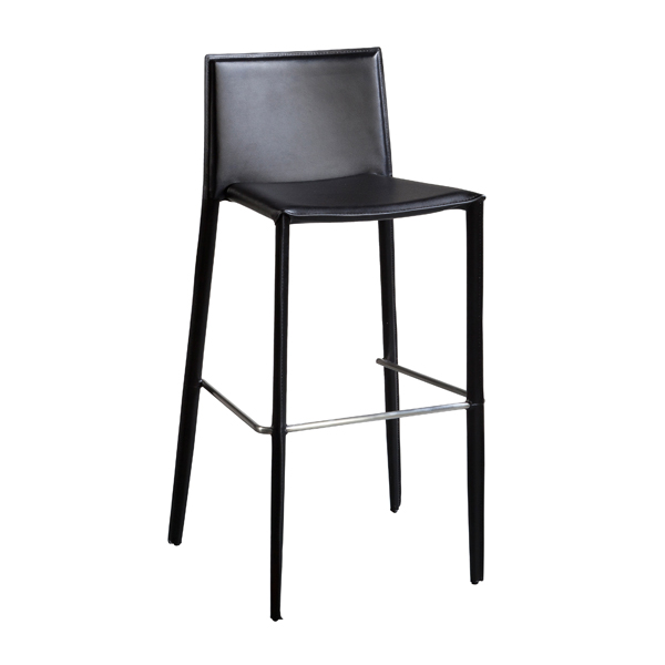 Sgabello Padova Nero In Pelle W54 D50 H103,5 Sh78 Cm