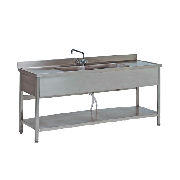 Lavello In Acciaio Inox A 2 Vasche L140 L70 Cm