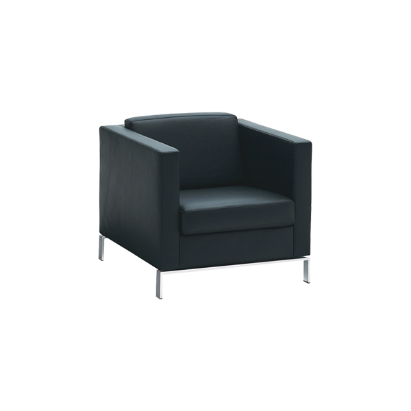 Poltrona Foster 500 In Pelle Nera W80 D80 H73 Sh43 Cm