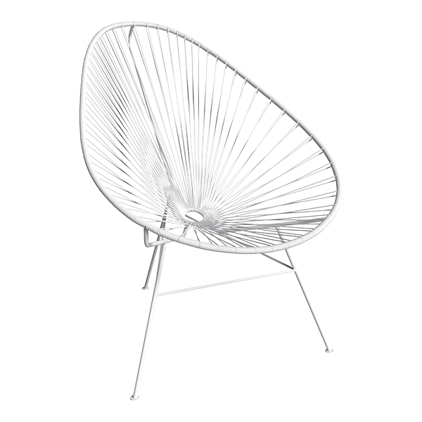 Sedia Lounge Acapulco Bianca W70 D95 H90 Sh37cm
