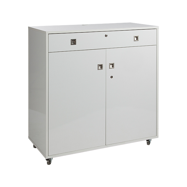 Bancone Reception Cube Bianco L110 D50 H110 Cm Con Ruote