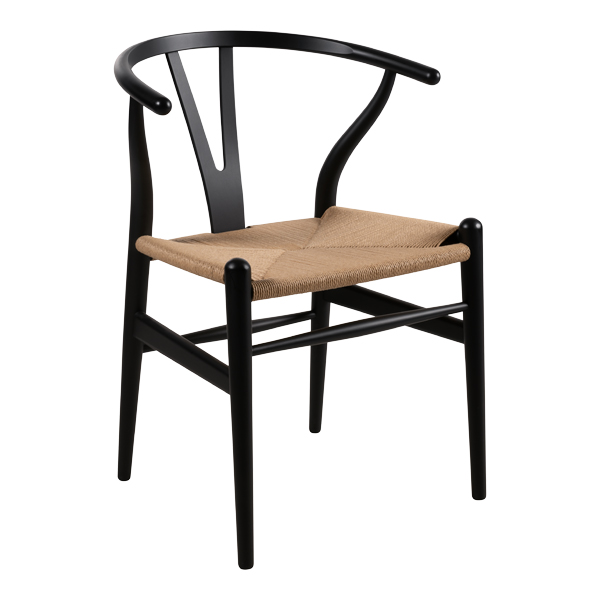 Sedia Wishbone Ch24 Nera W55 D51 H76 Sh45cm