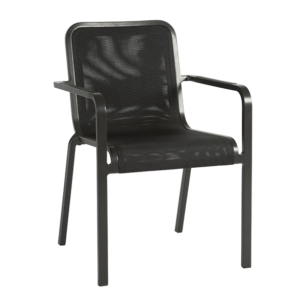 Sedia Helios Nera Con Braccioli W56 D60 H84 Sh46cm