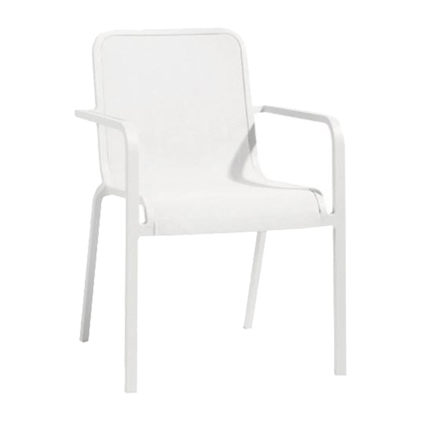 Sedia Helios Bianca Con Braccioli W56 D60 H84 Sh46 Cm