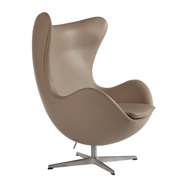 Poltrona Girevole Egg Yacht Pelle Beige W86 D79 H107 Sh40 Cm