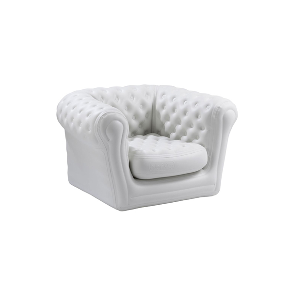 Poltrona Chesterfield "blow Up" In Pvc Bianco Pietra