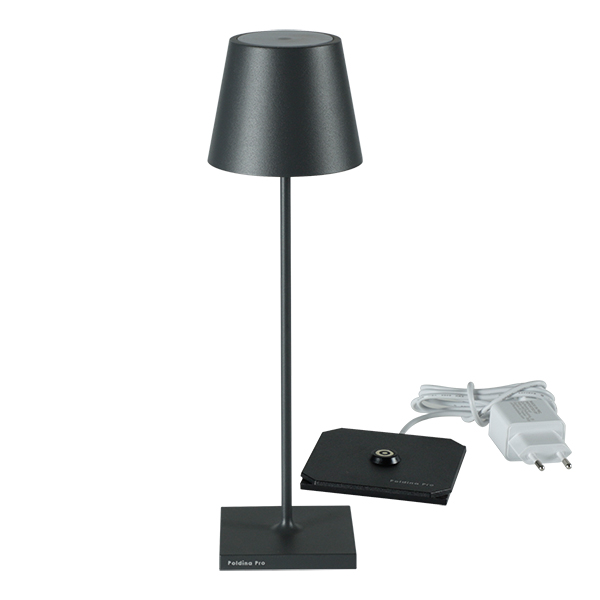 Lampada Da Tavolo Ricaricabile Poldina Pro Grigio Scuro