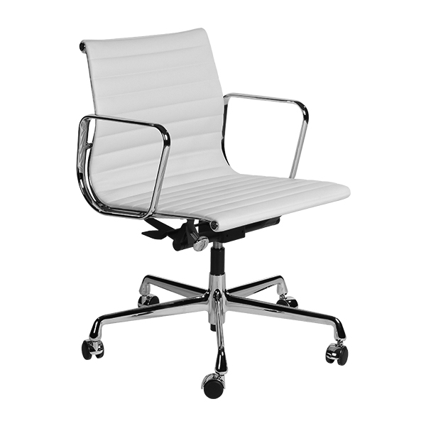 Sedia Aluminium Ea 117 Bianca Girevole Con Braccioli