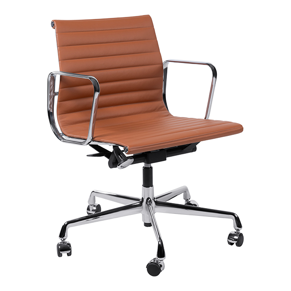 Sedia In Alluminio Ea 117 Cognac Girevole Con Braccioli