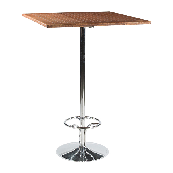 Tavolo Bar Brussel Cromato Teak 80 80 H110 Cm