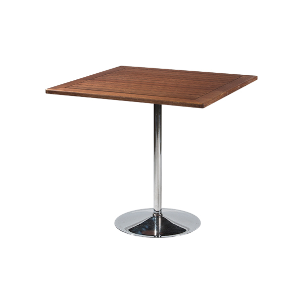 Tavolo Bistrot Teak Cromato 80 80 H74 Cm