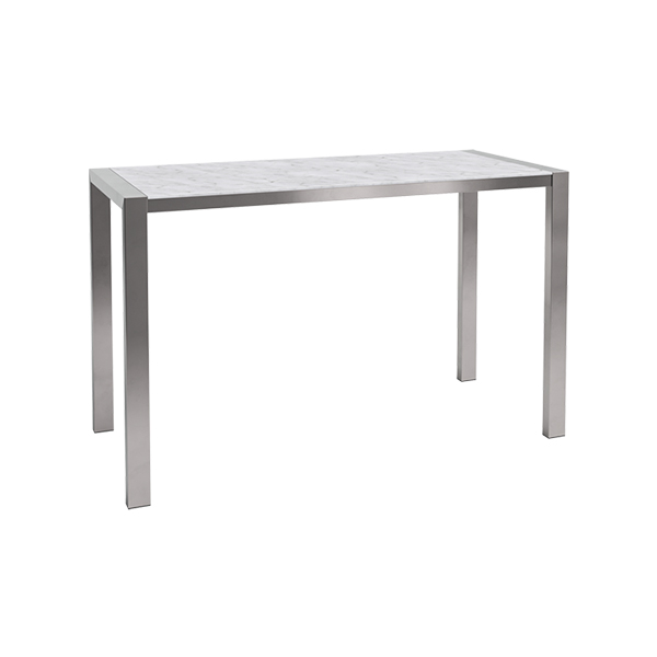 Tavolo Alto Algarve Acciaio Inox Bianco Volterra