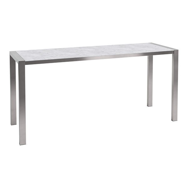 Tavolo Alto Algarve Acciaio Inox Bianco Volterra