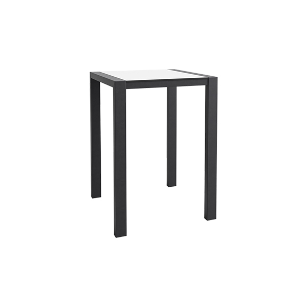 Tavolo Alto Algarve Nero Bianco W80 D80 H110 Cm