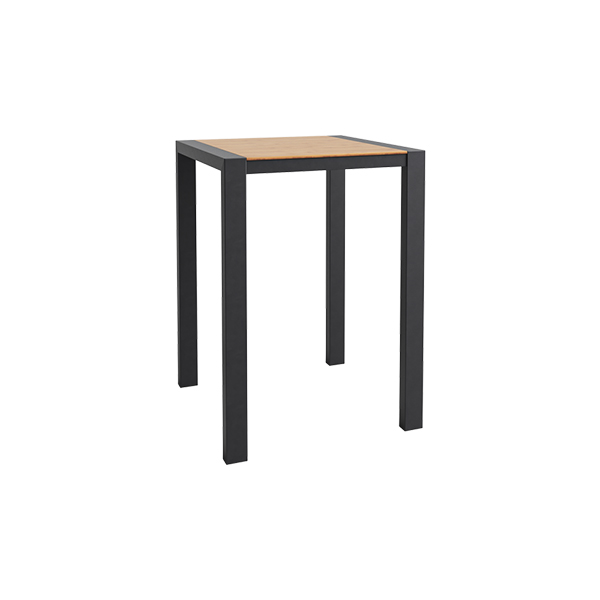 Tavolo Alto Algarve Nero Bamboo W80 D80 H110 Cm