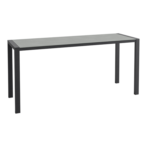 Tavolo Alto Algarve Nero Cemento W240 D80 H110 Cm