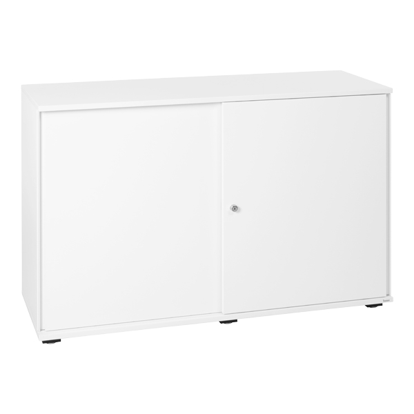 Mobile Lean Bianco Con Ante Scorrevoli L120 D44,5 H83 Cm