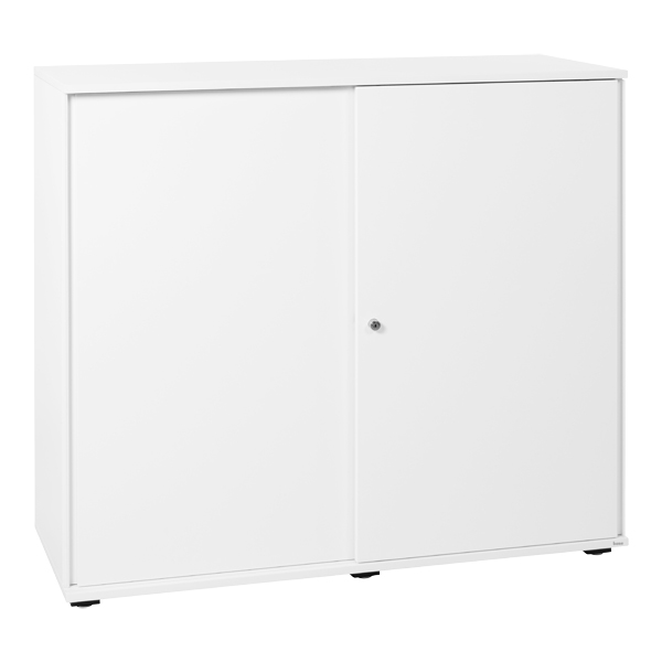 Credenza H113 Lean Bianca Con Ante Scorrevoli