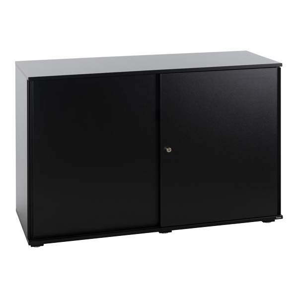 Credenza H83 Lean Nera Con Ante Scorrevoli