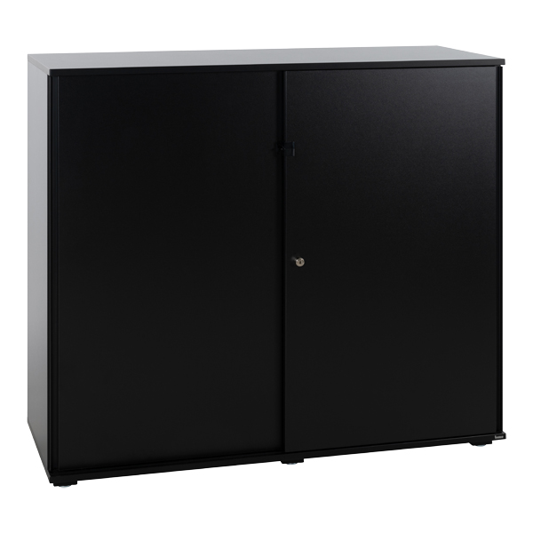 Credenza H113 Lean Nera Con Ante Scorrevoli