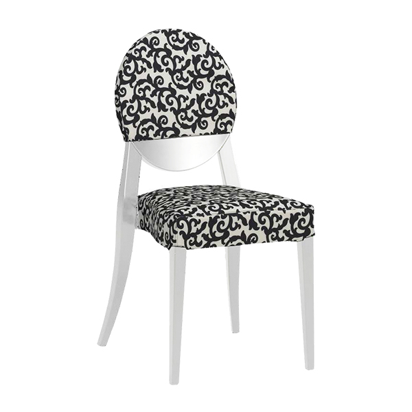 Sedia Berlin Bianca Con Rivestimento In Tessuto Crema Nero