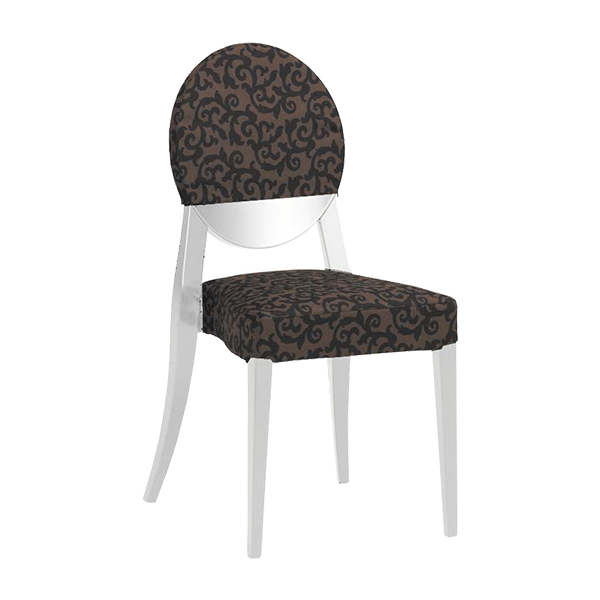 Sedia Berlin Bianca Con Rivestimento In Tessuto Marrone Nero