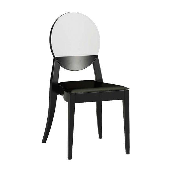 Sedia Berlin Nera Con Cuscino In Similpelle Nero