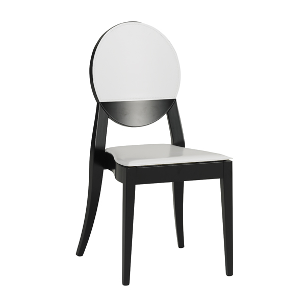 Sedia Berlin Nera Con Cuscino In Similpelle Bianco