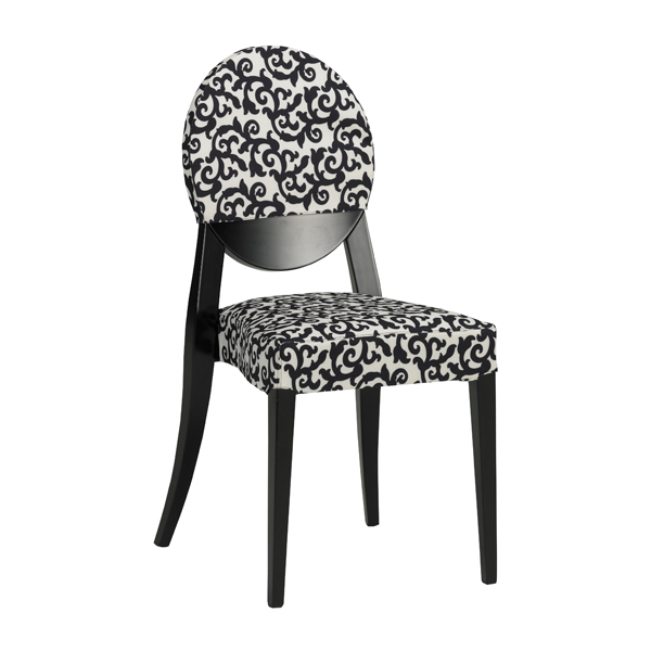 Sedia Berlin Nera Con Rivestimento In Tessuto Crema Nero