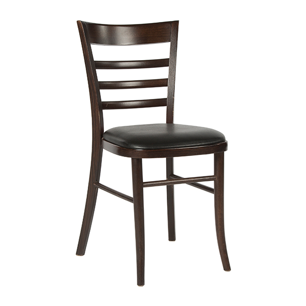 Sedia In Legno Milano Con Seduta In Similpelle Nera