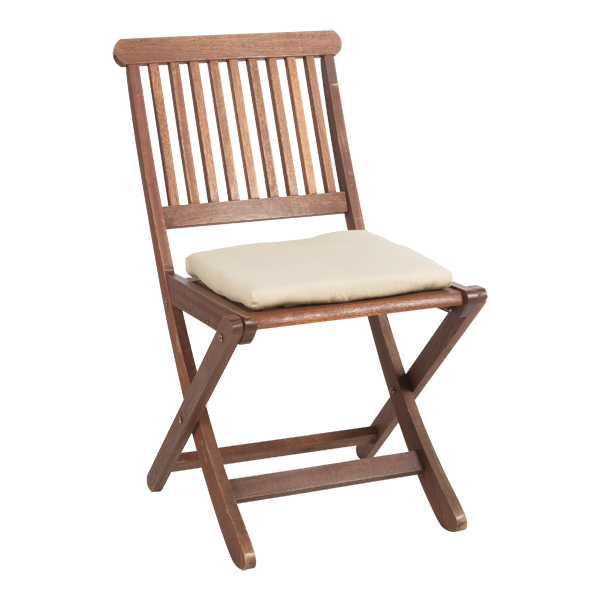 Sedia Pieghevole In Legno Athen Con Cuscino Crema W46 Sh45cm