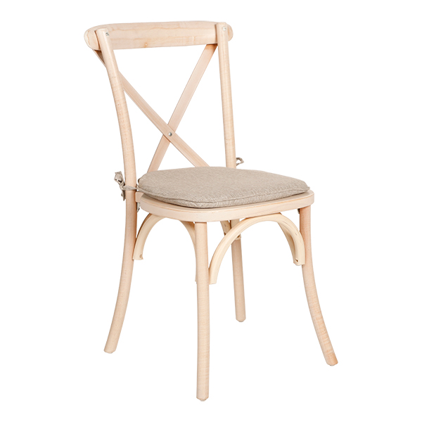 Sedia Crossback Bianca Con Cuscino Grigio Beige