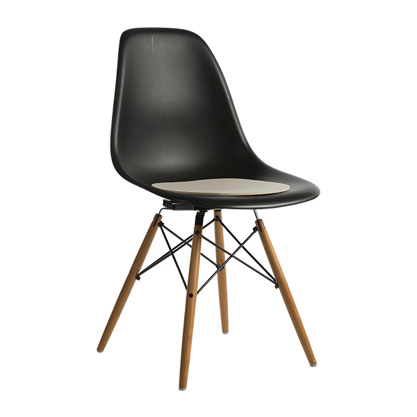 Sedia Dsw Nera, Base Acero Con Cuscino In Feltro Bianco