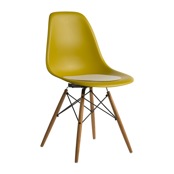 Sedia Dsw Senape, Base Acero Con Cuscino In Feltro Bianco