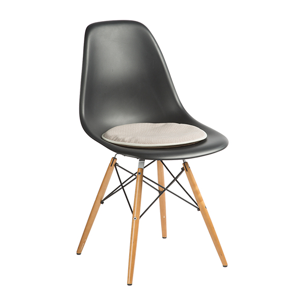 Sedia Dsw Nera, Base Acero Con Seat Dot Sabbia Caffè