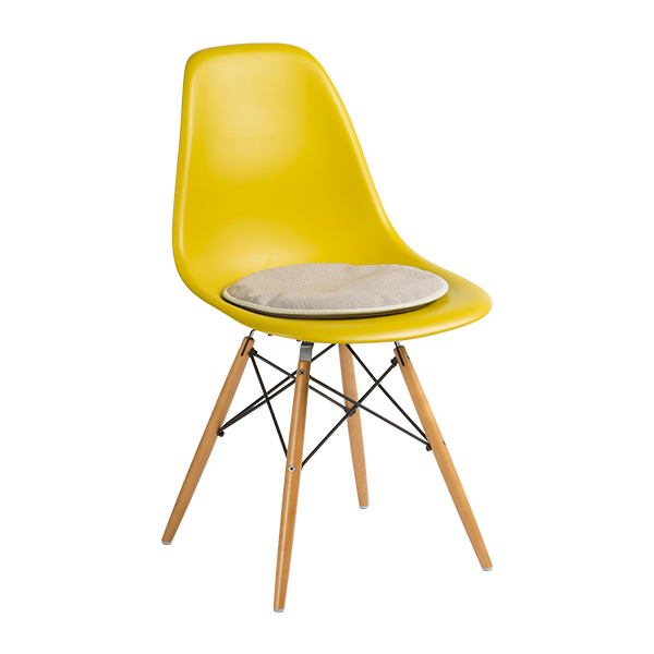 Sedia Dsw Senape, Base Acero Con Seat Dot Sabbia Caffè