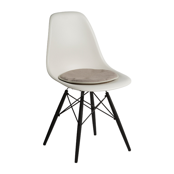 Sedia Dsw Bianca, Base Nera Con Seat Dot Sabbia Caffè