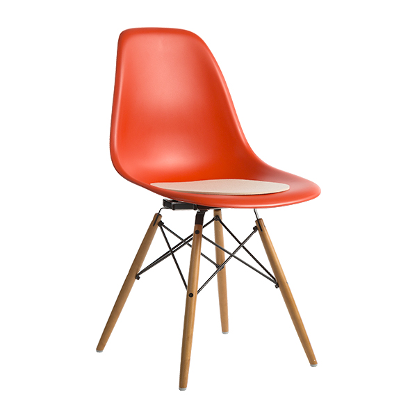 Sedia Dsw Eames Plastic Rosso, Base Acero Con Cuscino