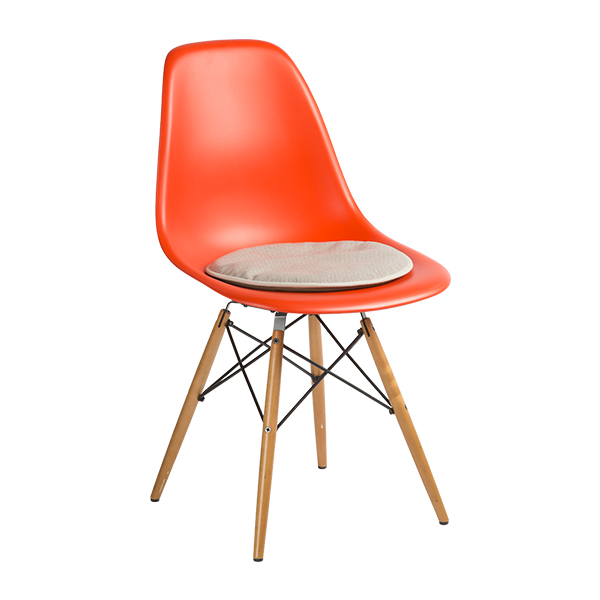 Sedia Dsw Rossa, Base Acero Con Seat Dot Sabbia Caffè