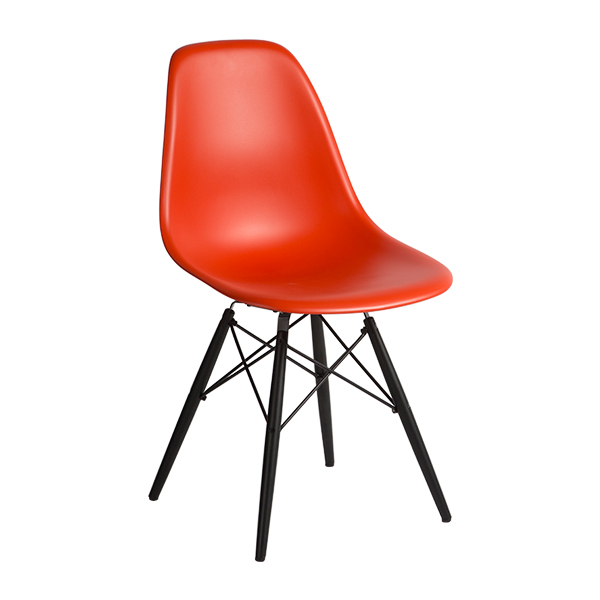 Sedia Dsw Eames Rosso Papavero, Base Nera