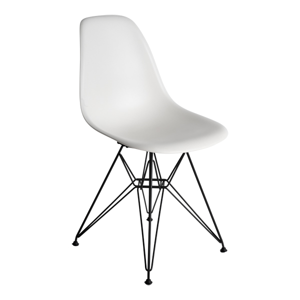 Sedia Dsr Eames Bianca, Base In Acciaio