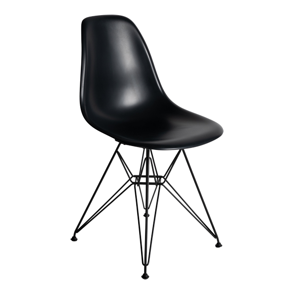 Sedia Dsr Eames Nera, Base In Acciaio