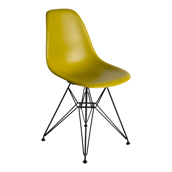 Sedia Dsr Eames Senape, Base In Acciaio