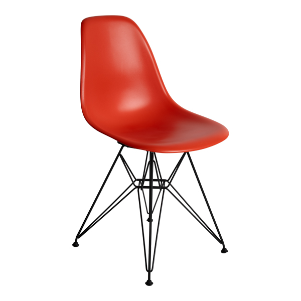 Sedia Dsr Eames Rosso Papavero, Base In Acciaio